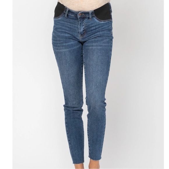 Judy Blue Denim - Judy Blue Maternity Jeans Womens 18W Skinny Fit Raw Hem Denim Casual Stretchy